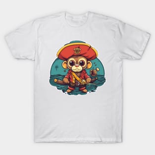 Captain Pirate Ape On The Sea Art T-Shirt